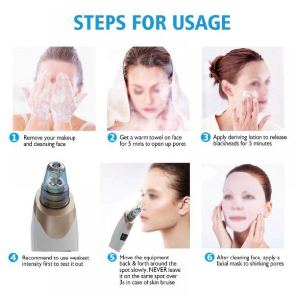5-in-1 Electric Blackhead Remover Acne Treatment and Facial Pore Cleaner.