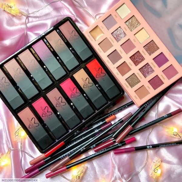 Huda Beauty Deal  Eyeshadow Palette, Lipsticks & Lip Pencils