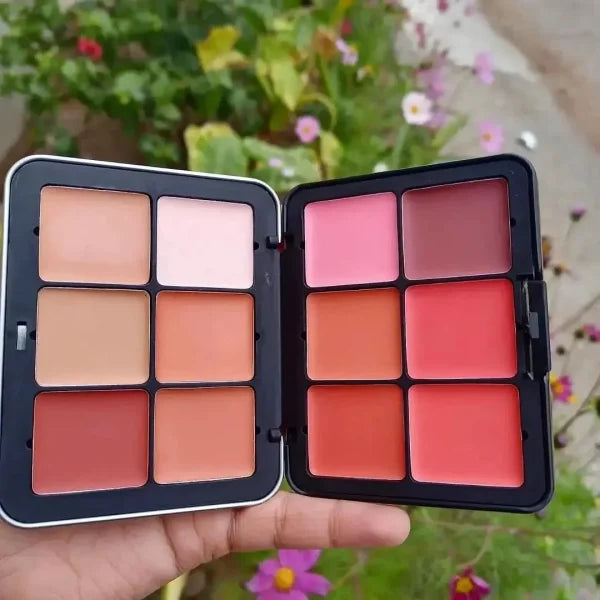 12 Colors for Lips, Cheeks, and Eyes-Secret Creamy Blush & Contour Palette