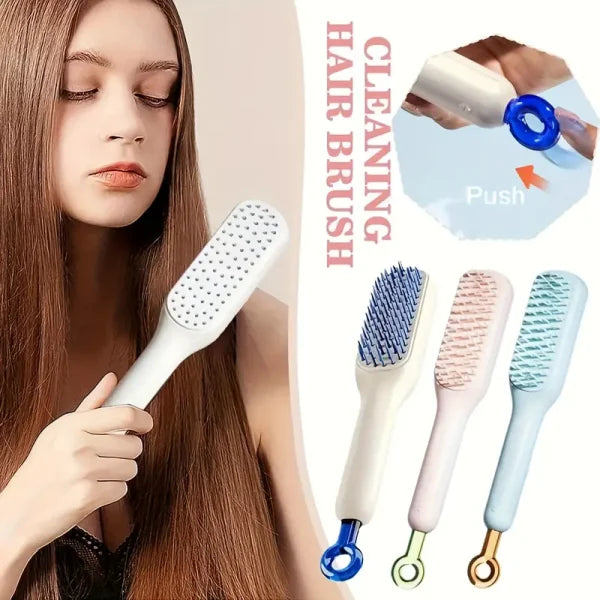 Self Cleaning Telescopic Hair Brush – Anti Static & Tangle Free