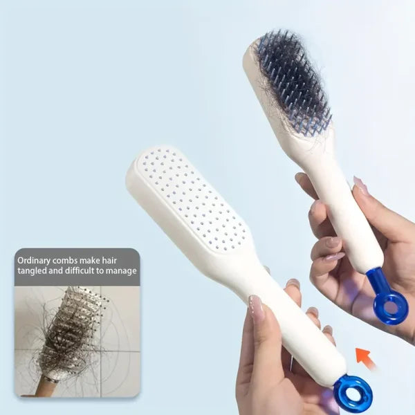 Self Cleaning Telescopic Hair Brush – Anti Static & Tangle Free